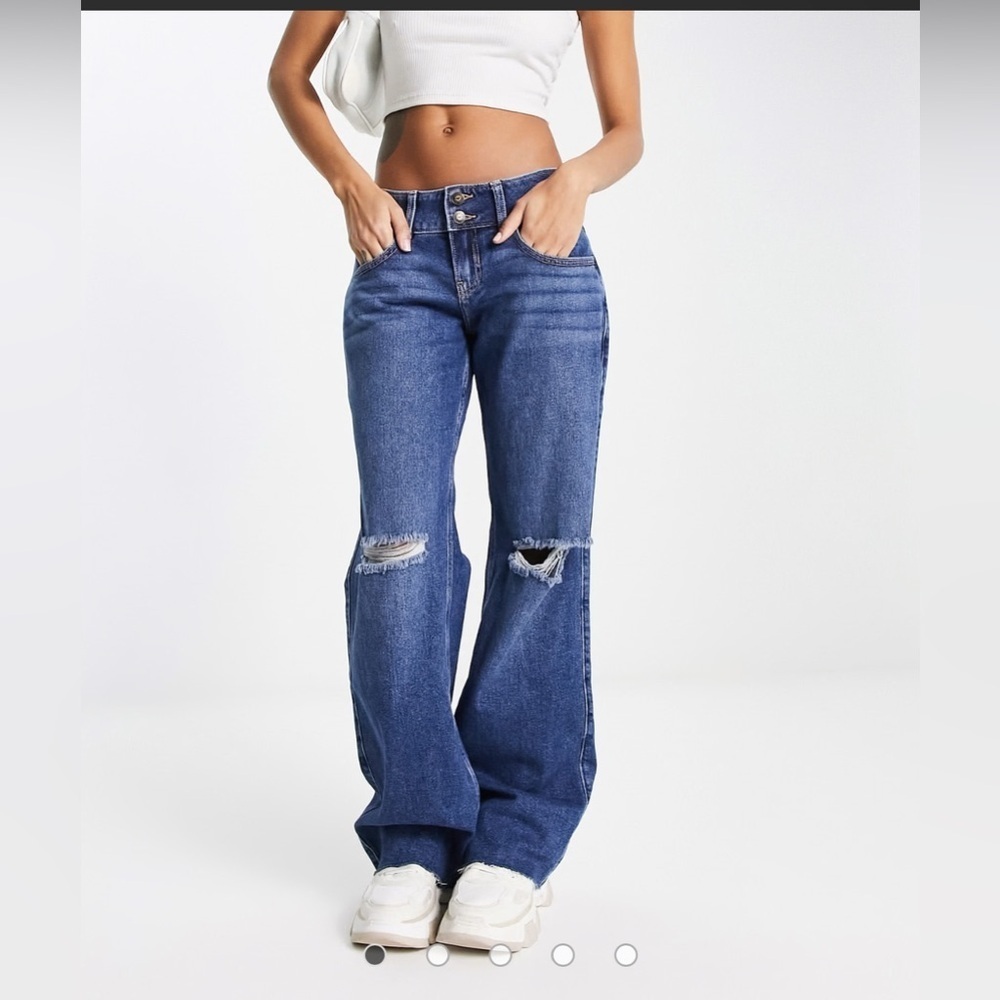 Hollister Vintage Stretch Low Rise Vintage Baggy Jeans Plus Size 44 Waist Blue